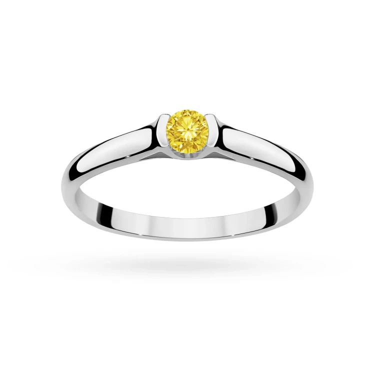 Pierścionek zaręczynowy klasyczny 0,15ct z białego złota żółty diament laboratoryjny Lab Diamonds W0369.B3.LDY.01 marko
