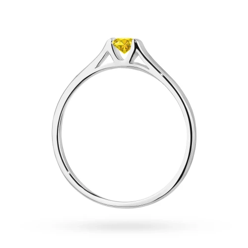Pierścionek zaręczynowy klasyczny 0,15ct  z białego złota żółty diament laboratoryjny Lab Diamonds