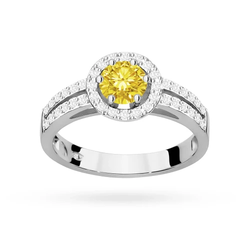 Pierścionek zaręczynowy z białego złota z okrągłym żółtym diamentem laboratoryjnym Lab Diamonds W0087.B3.LDY.01 marko