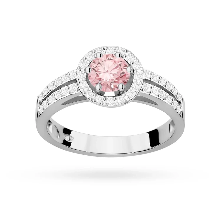Pierścionek zaręczynowy z białego złota z okrągłym różowym diamentem laboratoryjnym Lab Diamonds W0087.B3.LDP.01 marko