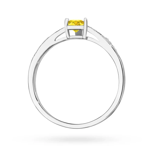 Pierścionek z żółtym diamentem  laboratoryjnym w kształcie serca Lab Diamonds białe złoto