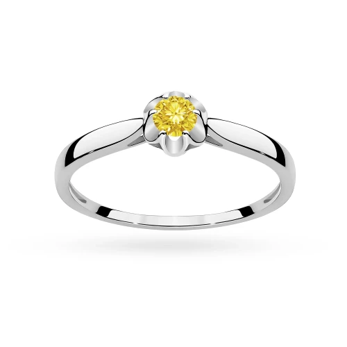 Pierścionek zaręczynowy z białego złota żółty diament laboratoryjny Lab Diamonds 0,15ct kwiatek W0062.B3.LDY.01 marko