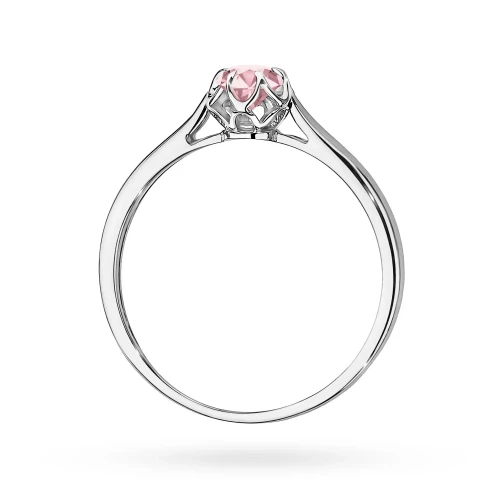 Pierścionek zaręczynowy z białego złota  różowy diament laboratoryjny Lab Diamonds 0,15ct kwiatek
