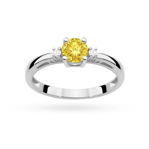 Pierścionek zaręczynowy z białego złota z okrągłym żółtym diamentem laboratoryjnym Lab Diamonds W0010.B3.LDY.01 marko