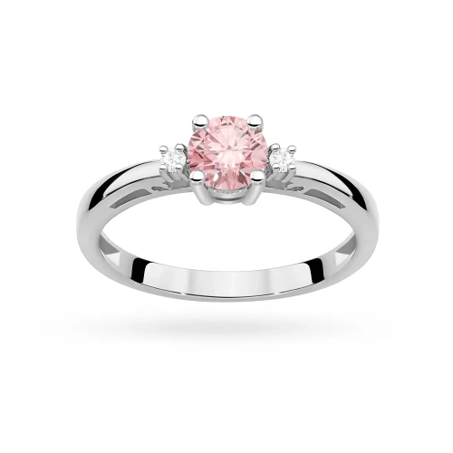 Pierścionek zaręczynowy z białego złota z okrągłym różowym diamentem laboratoryjnym Lab Diamonds W0010.B3.LDP.01 marko