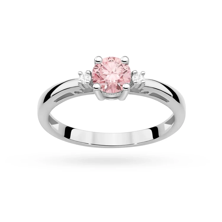Pierścionek zaręczynowy z białego złota z okrągłym różowym diamentem laboratoryjnym Lab Diamonds W0010.B3.LDP.01 marko
