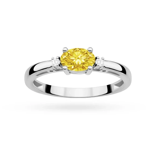Pierścionek zaręczynowy z białego złota z owalnym żółtym diamentem laboratoryjnym Lab Diamonds W0006.B3.LDY.01 marko