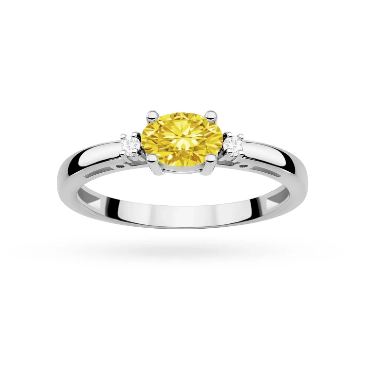 Pierścionek zaręczynowy z białego złota z owalnym żółtym diamentem laboratoryjnym Lab Diamonds W0006.B3.LDY.01 marko
