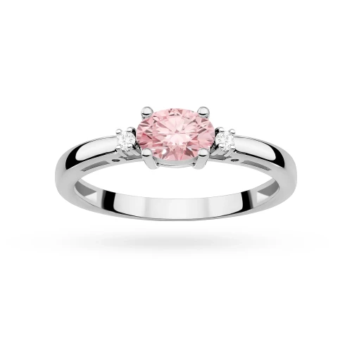 Pierścionek zaręczynowy z białego złota z owalnym różowym diamentem laboratoryjnym Lab Diamonds  W0006.B3.LDP.01 marko