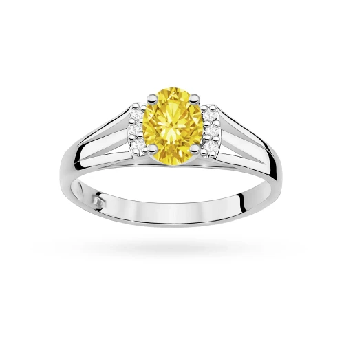 Złoty pierścionek zaręczynowy z białego złota z owalnym żółtym diamentem laboratoryjnym Lab Diamonds W0005.B3.LDY.01 marko