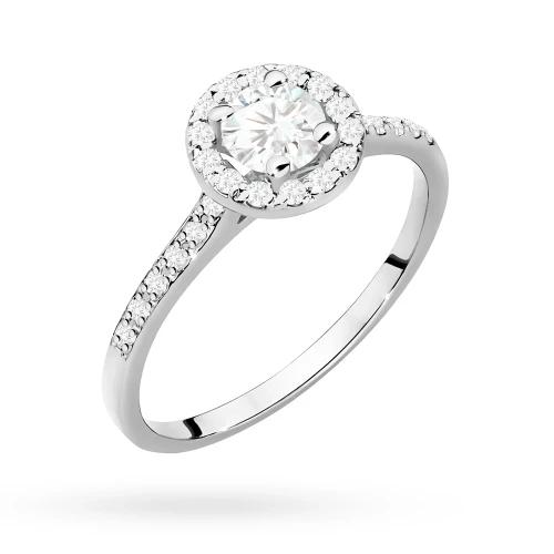 Pierścionek białe złoto diament  laboratoryjny 0,50ct i 28 kamieni Lab Diamonds