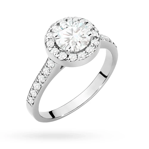 Pierścionek białe złoto diament  laboratoryjny 0,70ct i 26 kamieni Lab Diamonds