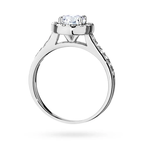 Pierścionek białe złoto diament  laboratoryjny 0,70ct i 26 kamieni Lab Diamonds