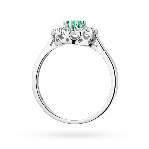 Pierścionek szmaragd i brylanty białe złoto Dynastia