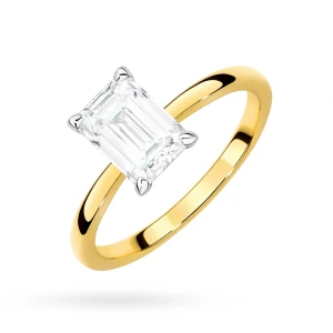 Pierścionek zaręczynowy z diamentem  laboratoryjnym Illume Emerald 1,00ct żółte złoto Lab Diamonds