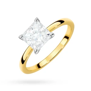 Pierścionek zaręczynowy z diamentem  laboratoryjnym Illume Princessa 1,00ct żółte złoto Lab Diamodns