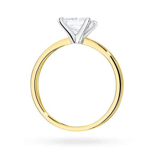 Pierścionek zaręczynowy z diamentem  laboratoryjnym Illume Princessa 1,00ct żółte złoto Lab Diamodns