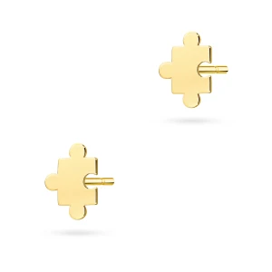 Złote kolczyki celebrytki puzzle JESO sztyft