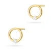 Minimalistyczne złote kolczyki ring cyrkonia Jeso K476-585 makro