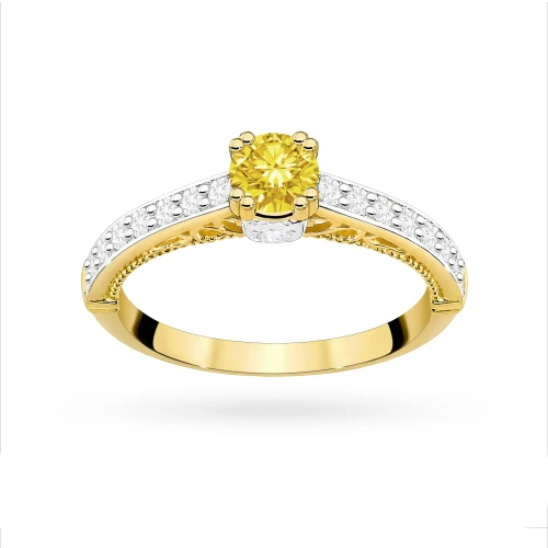 Pierścionek zaręczynowy żółte złoto i żółty 0,30ct i białe laboratoryjne Lab Diamonds W0439.Z3.LDY.01 marko