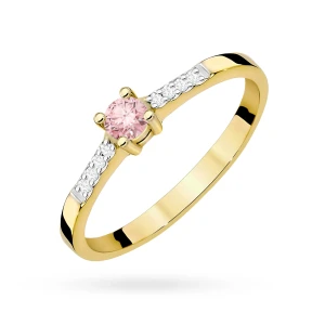 Klasyczny zaręczynowy złoty pierścionek  z różowym diamentem laboratoryjnym 0,15ct Lab Diamonds