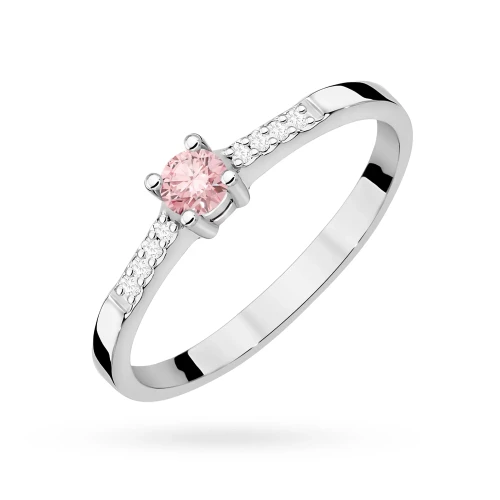 Klasyczny zaręczynowy pierścionek  z białego złota z różowym diamentem laboratoryjnym 0,15ct Lab Diamonds