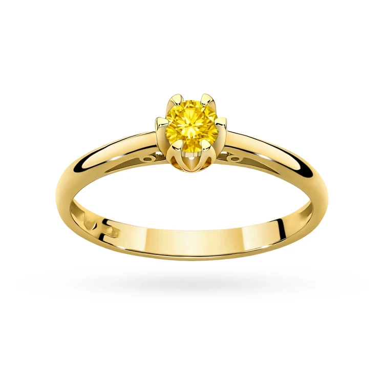 Klasyczny zaręczynowy pierścionek żółte złoto żółty diament laboratoryjny Lab Diamonds W0133.Z3.LDY.01 marko