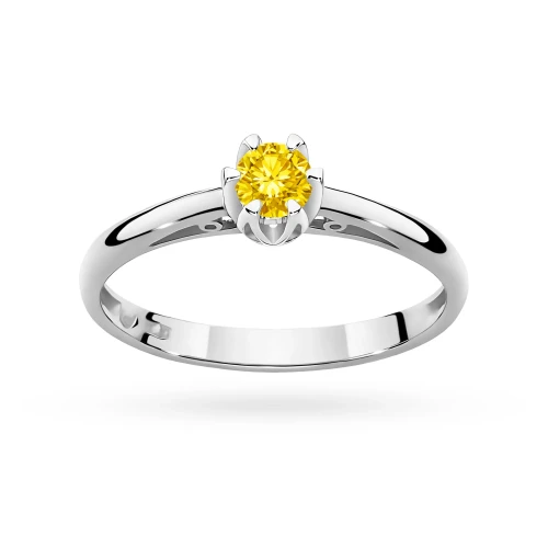 Klasyczny zaręczynowy pierścionek białe złoto żółty diament laboratoryjny Lab Diamonds W0133.B3.LDY.01 marko