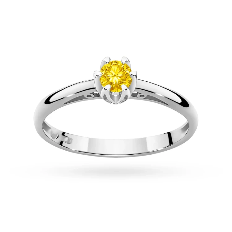 Klasyczny zaręczynowy pierścionek białe złoto żółty diament laboratoryjny Lab Diamonds W0133.B3.LDY.01 marko