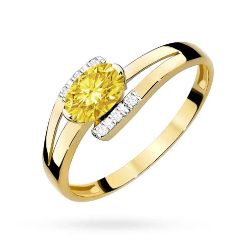 Złoty pierścionek zaręczynowy z owalnym żółtym diamentem laboratoryjnym Lab Diamonds W0119.Z3.LDY.01 marko