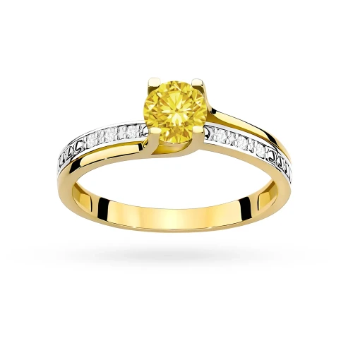 Złoty pierścionek zaręczynowy z okrągłym żółtym diamentem laboratoryjnym Lab Diamonds W0106.Z3.LDY.01 marko