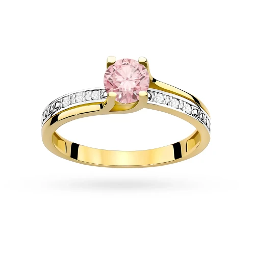 Złoty pierścionek zaręczynowy z okrągłym różowym diamentem laboratoryjnym Lab Diamonds W0106.Z3.LDP.01 marko