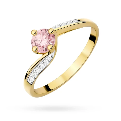 Pierścionek z falowaną szyną ze złota z okrągłym różowym diamentem laboratoryjnym Lab Diamonds W0084.Z3.LDP.01 marko