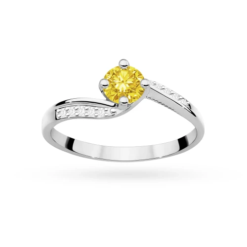 Pierścionek z falowaną szyną z białego złota z okrągłym żółtym diamentem laboratoryjnym Lab Diamonds W0084.B3.LDY.01 marko