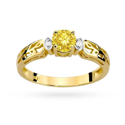 Ażurowy pierścionek ze złota z okrągłym żółtym diamentem laboratoryjnym Lab Diamonds W0014.Z3.LDY.01 marko