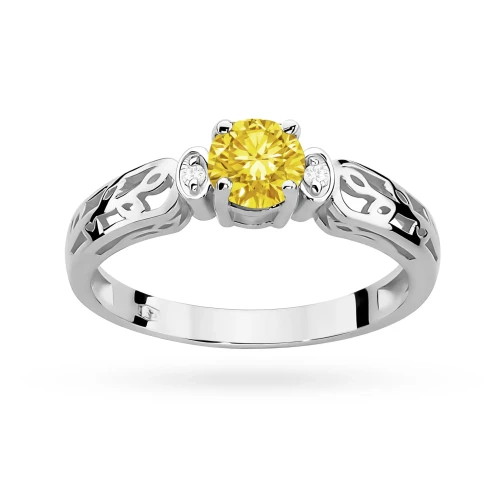Ażurowy pierścionek z białego złota z okrągłym żółtym diamentem laboratoryjnym Lab Diamonds W0014.B3.LDY.01 marko