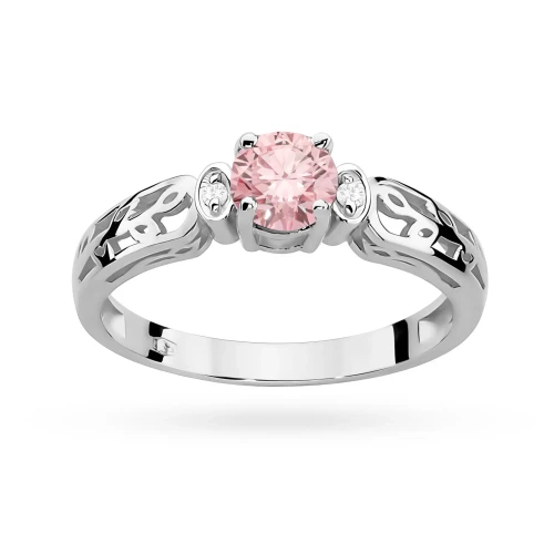 Ażurowy pierścionek z białego złota z okrągłym różowym diamentem laboratoryjnym Lab Diamonds W0014.B3.LDP.01 marko