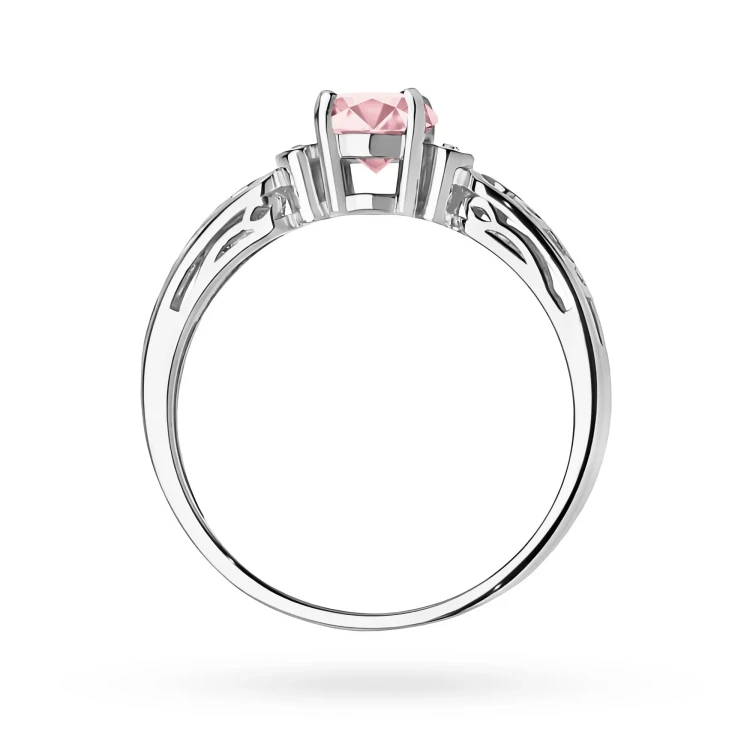 Ażurowy pierścionek z białego złota z okrągłym różowym diamentem laboratoryjnym Lab Diamonds W0014.B3.LDP.01 marko