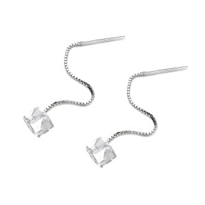 Srebrne przewlekane kolczyki z kryształami Swarovski