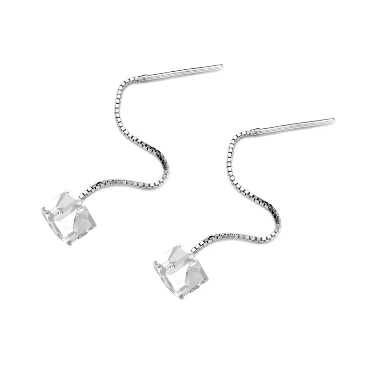 Srebrne przewlekane kolczyki z kryształami Swarovski KRR104 MARKO