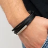 Skórzana męska bransoleta ozdobny splot blaszka grawer BS047 marko