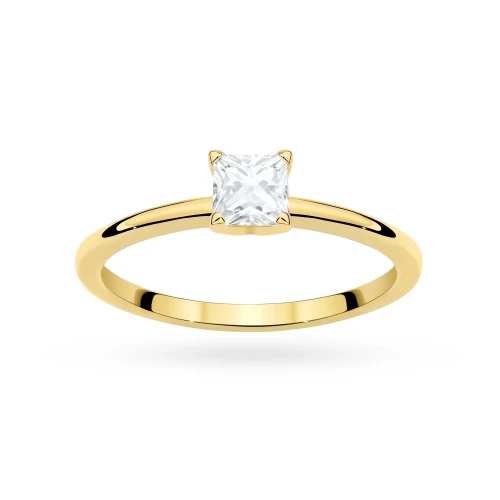 Klasyczny pierścionek z żółtego złota z diamentem laboratoryjnym 0,50ct w szlifie princess P0305.Z3.LDW.03 marko