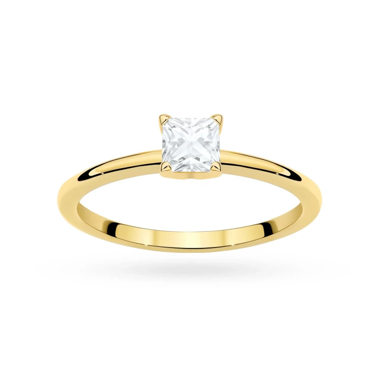 Klasyczny pierścionek z żółtego złota z diamentem laboratoryjnym 0,50ct w szlifie princess P0305.Z3.LDW.03 marko