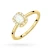 Pierścionek z żółtego złota z diamentem laboratoryjnym 0,50ct w szlifie emerald w oprawie halo P0313.Z3.LDW.03 marko