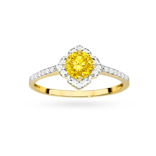 Złoty pierścionek zaręczynowy kwiatek żółty diament laboratoryjny żółte złoto Lab Diamonds W0603.Z3.LDY.01 marko