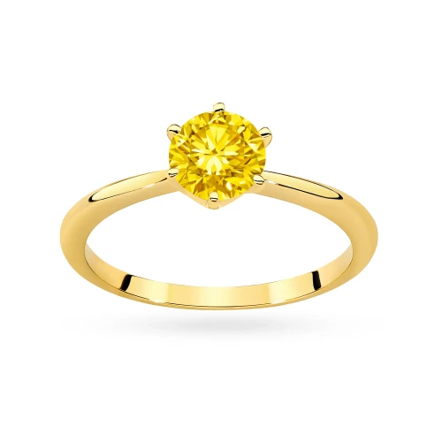 Klasyczny pierścionek z żółtego złota z żółtym diamentem laboratoryjnym 1,00ct półokrągła szyna Lab Diamonds W0553.Z3.LDY.04 marko