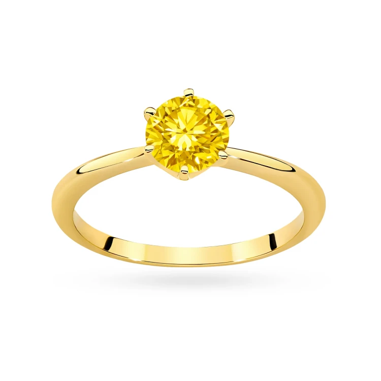 Klasyczny pierścionek z żółtego złota z żółtym diamentem laboratoryjnym 1,00ct półokrągła szyna Lab Diamonds W0553.Z3.LDY.04 marko