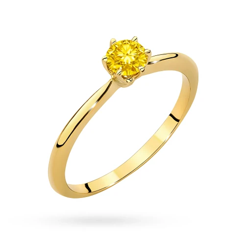 Klasyczny pierścionek z żółtego złota z żółtym diamentem laboratoryjnym 0,50ct półokrągła szyna Lab Diamonds W0553.Z3.LDY.02 marko