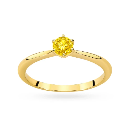 Klasyczny pierścionek z żółtego złota z żółtym diamentem laboratoryjnym 0,50ct półokrągła szyna Lab Diamonds W0553.Z3.LDY.02 marko
