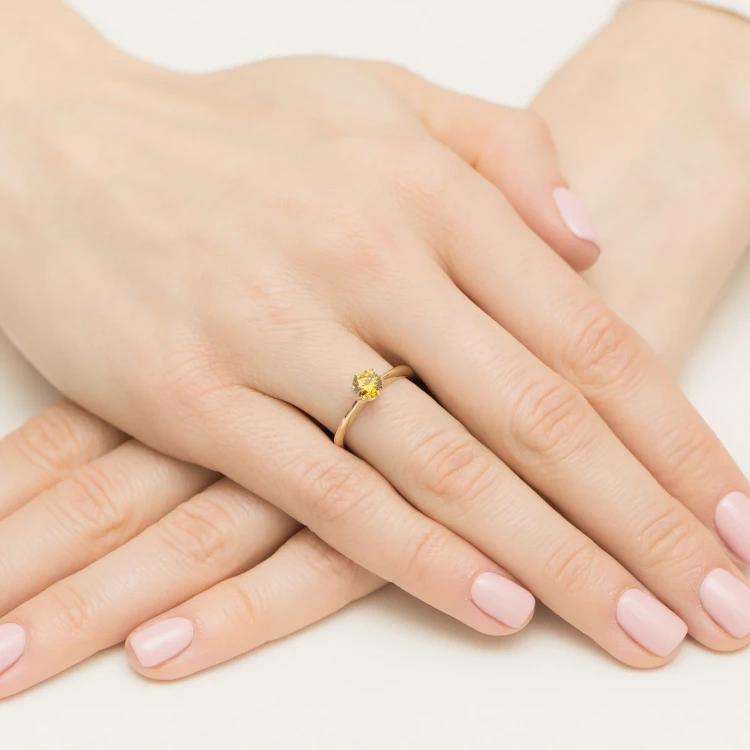 Klasyczny pierścionek z żółtego złota z żółtym diamentem laboratoryjnym 0,50ct półokrągła szyna Lab Diamonds W0553.Z3.LDY.02 marko